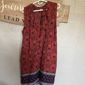 Xhilaration Rust Red Floral Sleeveless Asymmetrical Dress